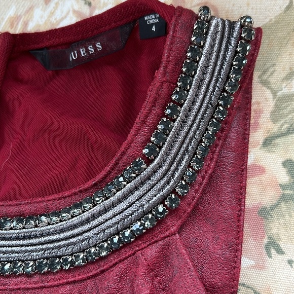 Guess Halter Red Mini Dress with Jewels and Mesh Back - Picture 7 of 12